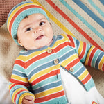 Cardigan Frugi Bright As A Button - Rayure arc-en-ciel