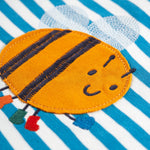 Frugi Bobby Applique Top - Tor Blue / Bumblebee