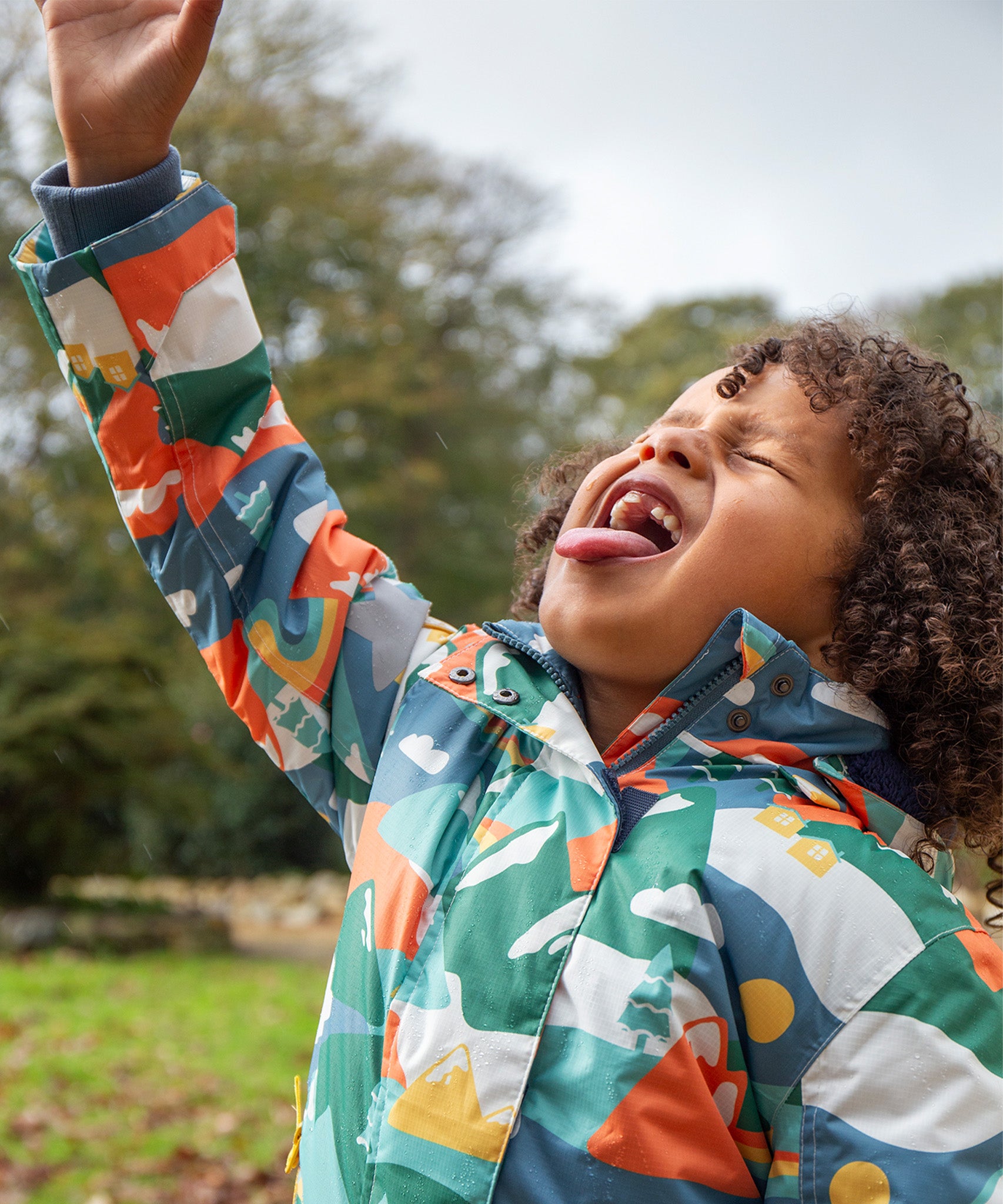 The secret snacks pocket inside the Frugi Children's Snow & Ski Coat - Alpine Adventures