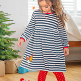 Frugi Dea Dress - Indigo Stripe / Robin