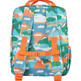 The Frugi Children's Explorers Backpack - Alpine Adventures on a gravel background