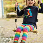 Legging Libby à rayures arc-en-ciel Frugi Foxglove