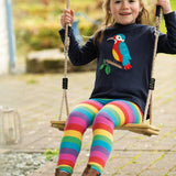 Legging Libby à rayures arc-en-ciel Frugi Foxglove