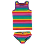 Frugi Foxglove Gilet et slip à rayures arc-en-ciel