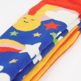 Frugi Children's Brilliant Boot Socks 2 Pack – Retro. showing a close up of the sock design and print.