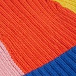 Bonnet à Pompon Frugi Rainbow Rib - Bleu Tang/Arc-en-ciel