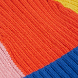 Bonnet à Pompon Frugi Rainbow Rib - Bleu Tang/Arc-en-ciel