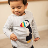 Frugi Grey Marl Puffin Magic Number Top 12-18 Months