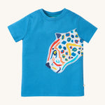 Frugi Organic Carsen Applique T-Shirt - Deep Water / Jaguar