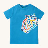 Frugi Organic Carsen Applique T-Shirt - Deep Water / Jaguar