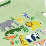 Frugi Organic Little Creature Applique T-Shirt - Kiwi Chiné / Jungle