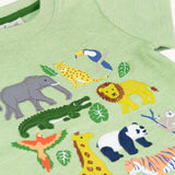 Frugi Organic Little Creature Applique T-Shirt - Kiwi Chiné / Jungle