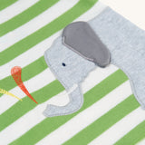 Frugi Organic Easy On Wrap Around Outfit - Kiwi Stripe / Elephant