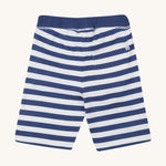 Frugi kids sunny koala big stripe short - GOTS organic cotton kids shorts in navy and white stripes with a navy waist band. Features a back pocket