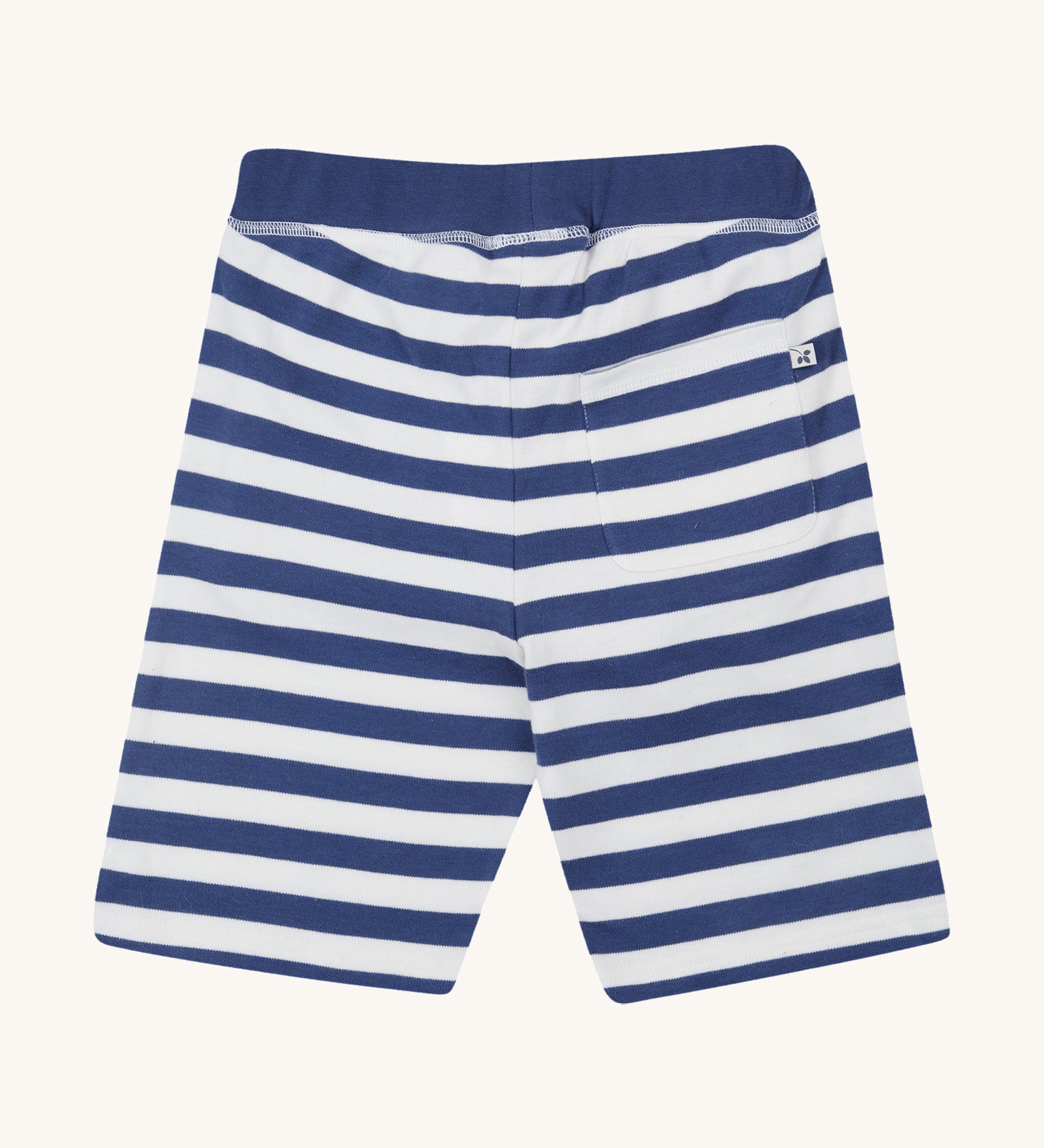 Frugi kids sunny koala big stripe short - GOTS organic cotton kids shorts in navy and white stripes with a navy waist band. Features a back pocket