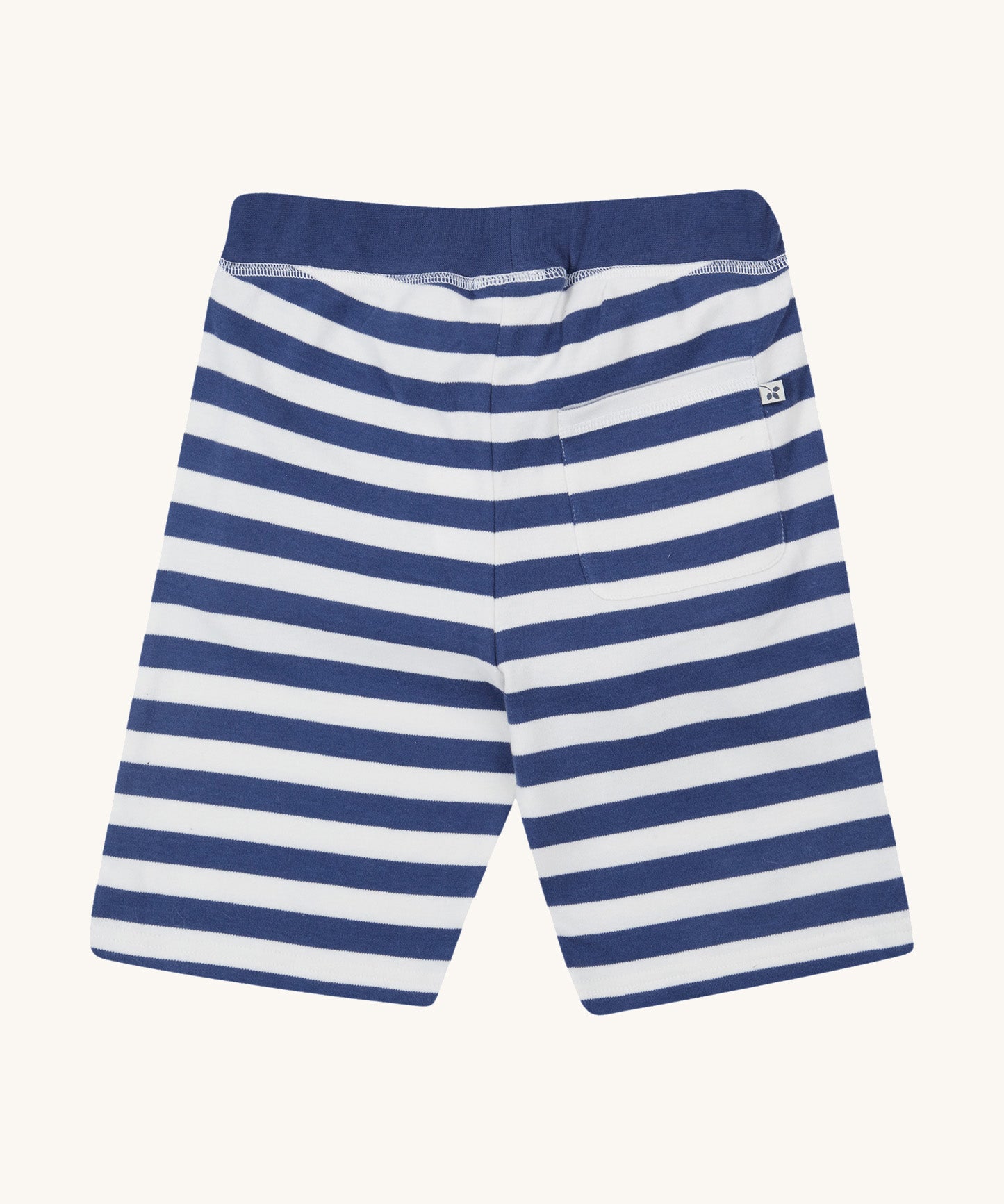 Frugi kids sunny koala big stripe short - GOTS organic cotton kids shorts in navy and white stripes with a navy waist band. Features a back pocket