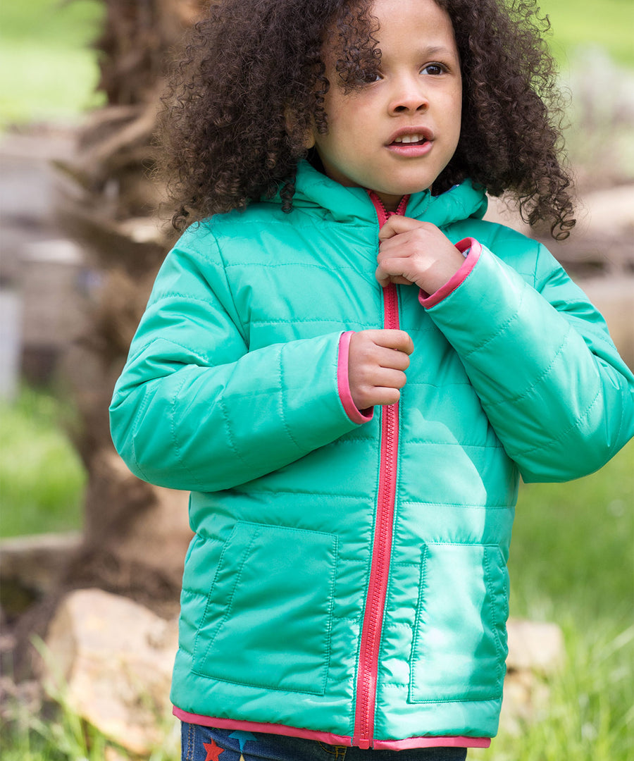 The back of the Frugi Reversible Toasty Trail Jacket - Wild Horses