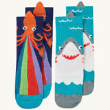 Frugi Character Chaussettes 2 Pack - Requin / Calmar