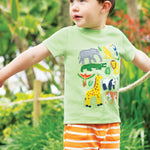 Frugi Organic Little Creature Applique T-Shirt - Kiwi Marl / Jungle