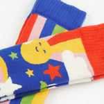 A closer look at the bold stripe print on the Frugi Children's Brilliant Boot Socks 2 Pack - Retro