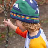 Frugi Voyager Reversible Hat - Navy Blue/Mountains