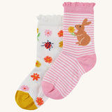 Frugi Frilled Socks 2 Pack - Rabbit