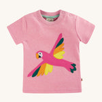 Frugi Organic Little Creature Applique T-Shirt - Rose chiné / Ara