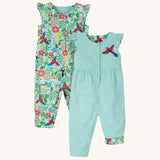 Frugi Etta Reversible Playsuit - Tropical Birds / Spring Dobby