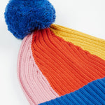 Frugi Rainbow Rib Bobble Hat - Blue Tang/Rainbow