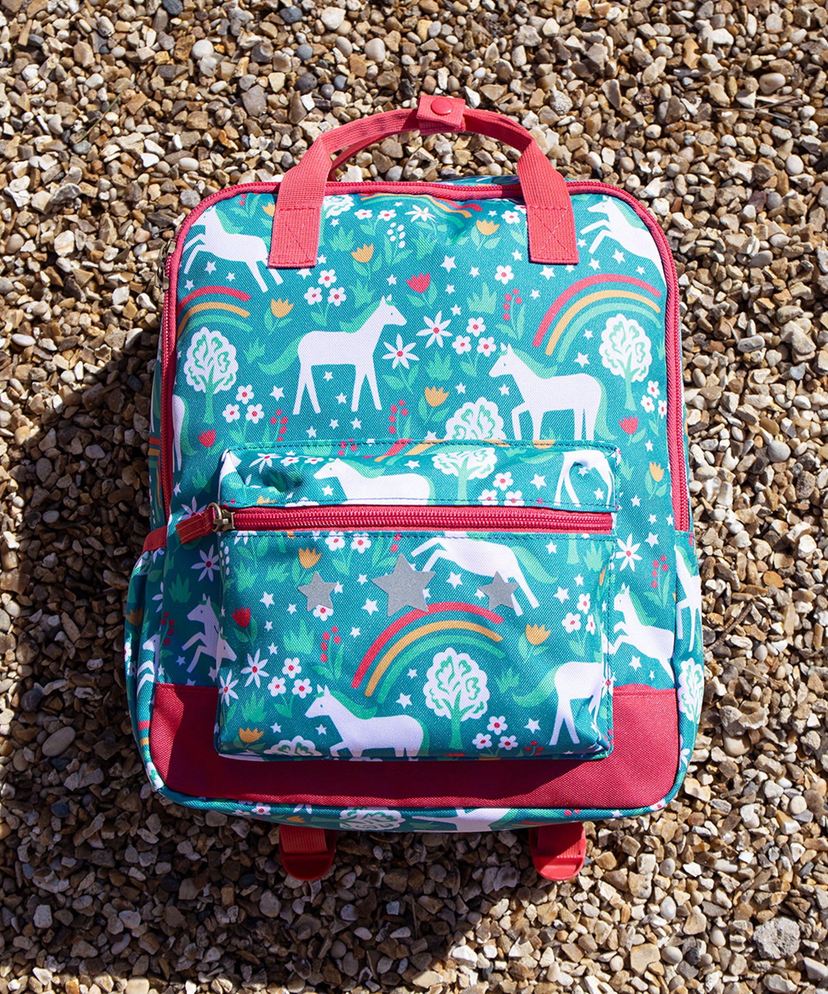 The back of the Frugi Explorers Backpack - Wild Horses