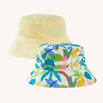 Frugi Rally Reversible Hat - Jaguar Jungle / Seersucker