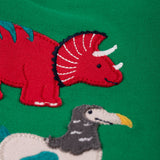 Frugi Little Creature Applique Top Green Dinos