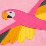 Frugi Organic Little Creature Applique T-Shirt - Pink Marl / Macaw