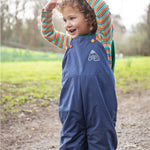 Frugi Little Waterproof Dungarees - Navy Blue