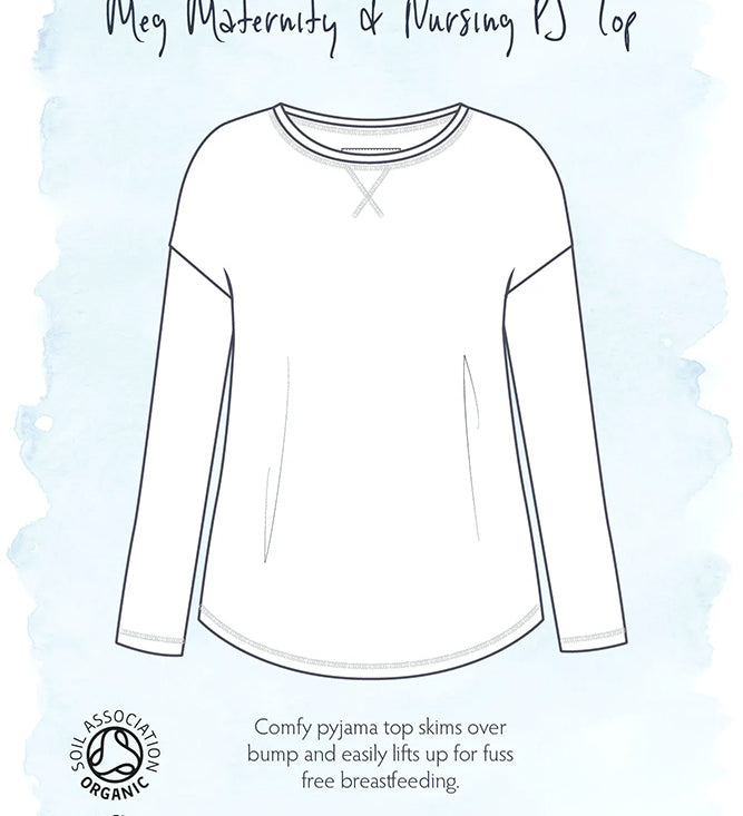 Frugi Meg long sleeve maternity and nursing pyjama top infograph