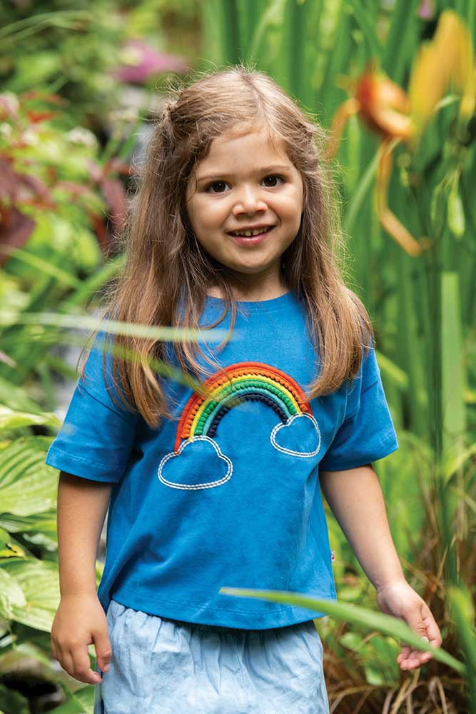 Frugi Myla organic cotton rainbow tshirt