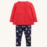 Frugi Ola Outfit - True Red / Indigo Robins