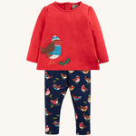 Frugi Ola Outfit - True Red / Indigo Robins