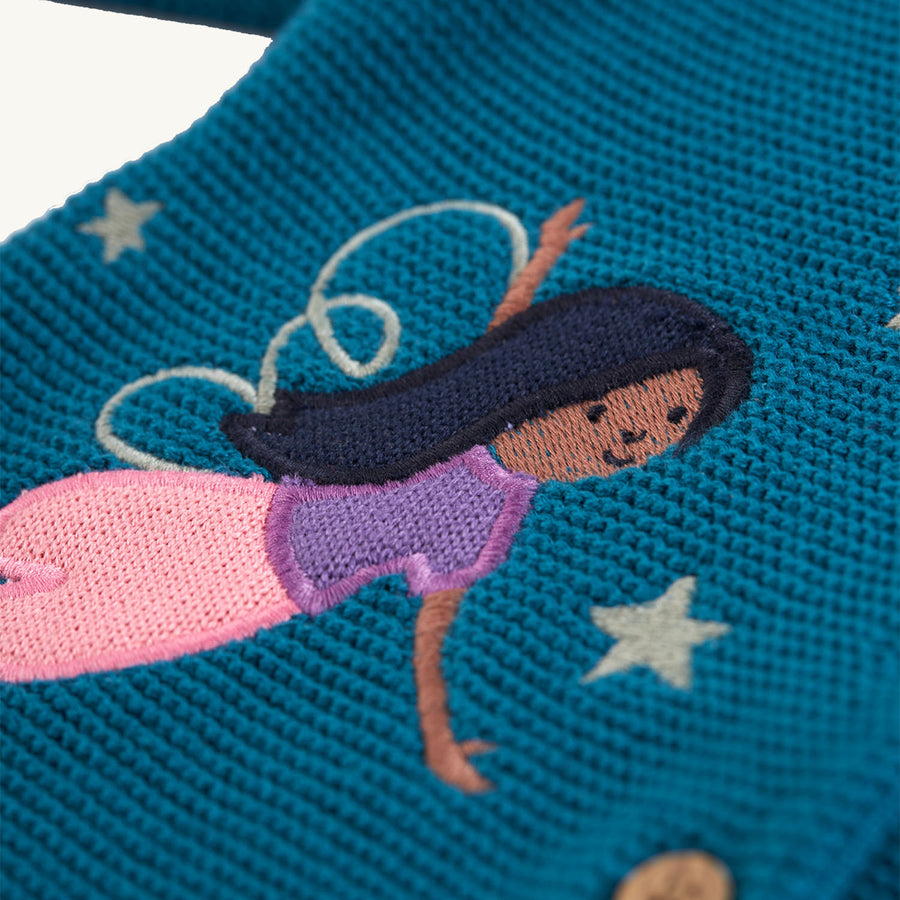 Fairy motif detail on the Frugi Colby Cardigan - Fairy.