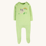 Frugi Easy Dressing Babygrow - Kiwi Chiné / Éléphant