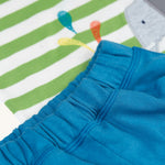 Frugi Organic Easy On Wrap Around Outfit - Kiwi Stripe / Elephant