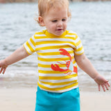 Frugi Organic Easy On Outfit - Dandelion Stripe / Lobster