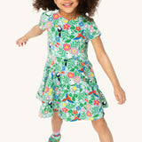 Robe patineuse printanière Frugi - Oiseaux tropicaux