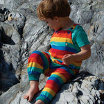 Frugi - Salopette panais à rayures arc-en-ciel