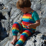 Frugi - Salopette panais à rayures arc-en-ciel