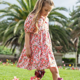 Frugi Matilda Collared Dress - Pink Floral Fun