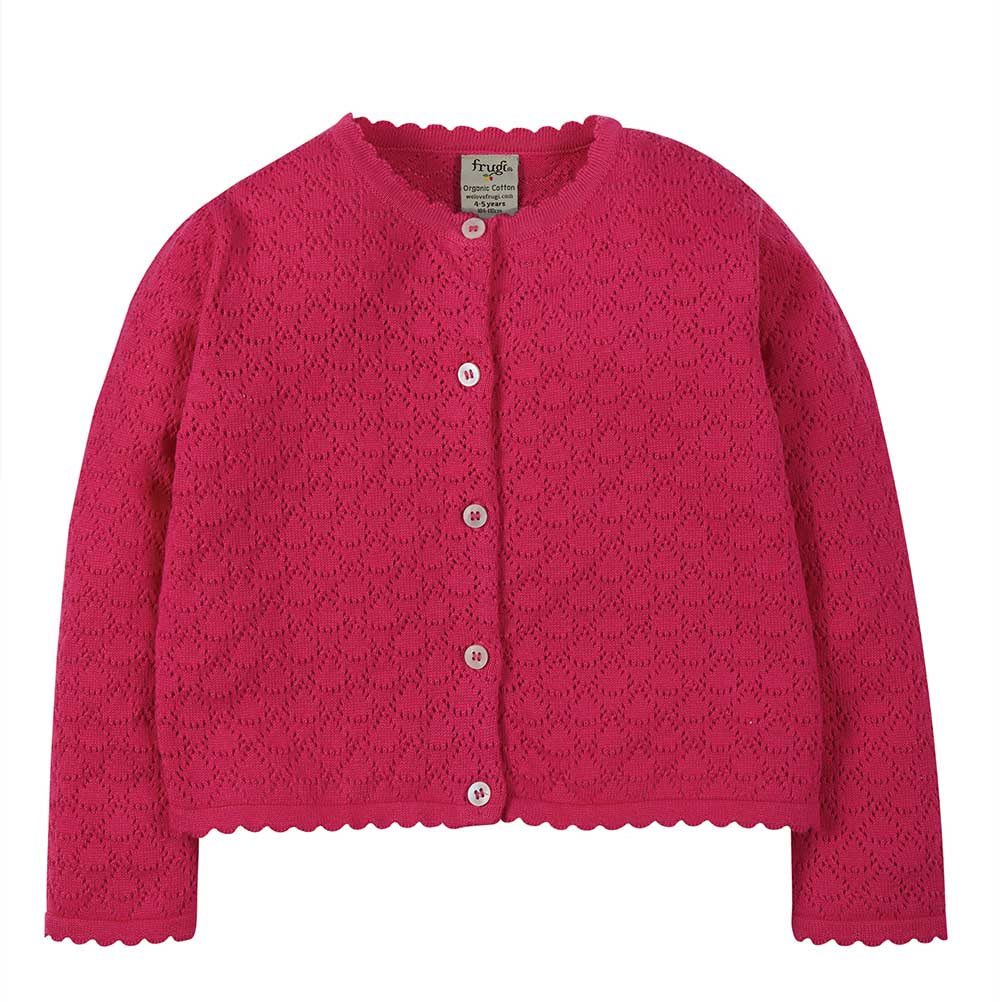 Frugi pointelle rich pink cardigan