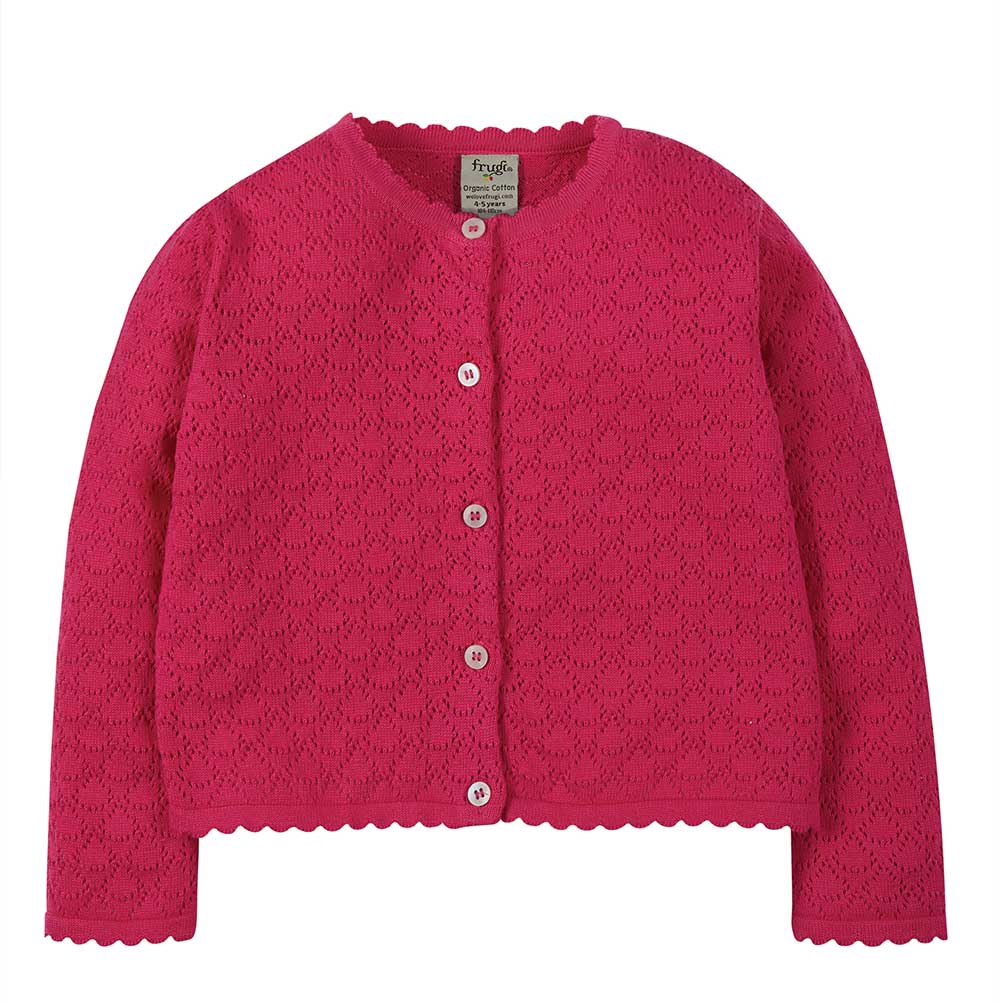 Frugi pointelle rich pink cardigan