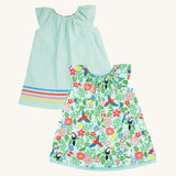 Frugi Lowen Reversible Dress - Tropical Birds / Spring Dobby