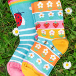 Frugi kids rock my socks strawberry bumblebee and flower design 